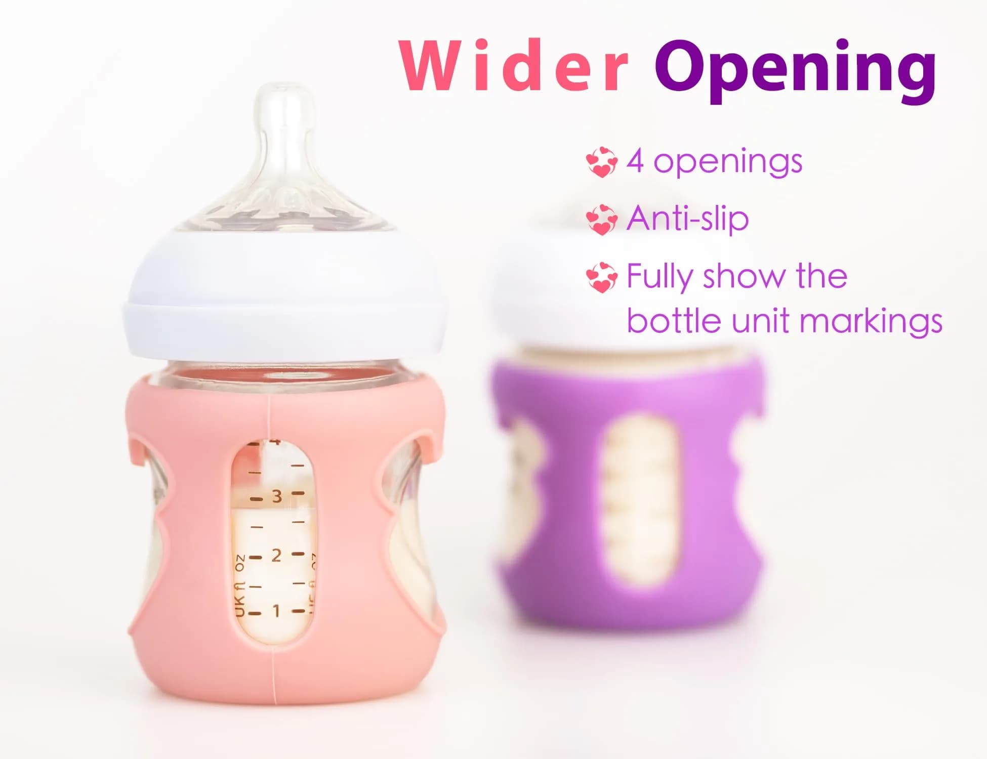 Aelop Silicone Baby Bottle Sleeves for Philips Avent 120ml (4oz) Pack of 2 (Pink/Purple) | Cute Bear Design - view 3