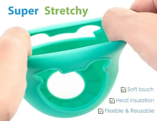 Aelop Natural Baby Bottle Sleeves for Philips Avent 4oz Glass Bottles | Pack of 2 (Blue/Turquoise) with Cute Bear Design thumbnail 4