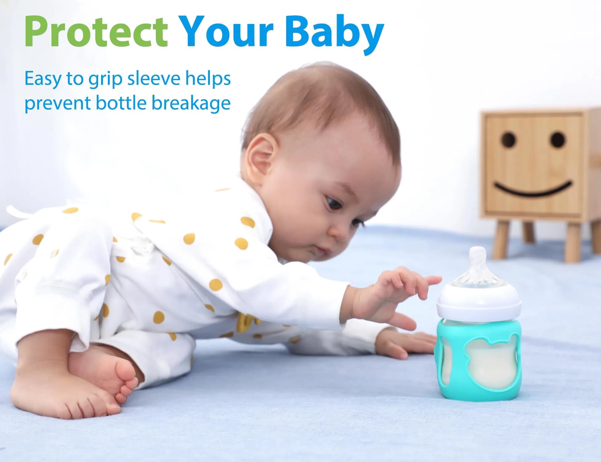 Aelop Natural Baby Bottle Sleeves for Philips Avent 4oz Glass Bottles | Pack of 2 (Blue/Turquoise) with Cute Bear Design - view 7
