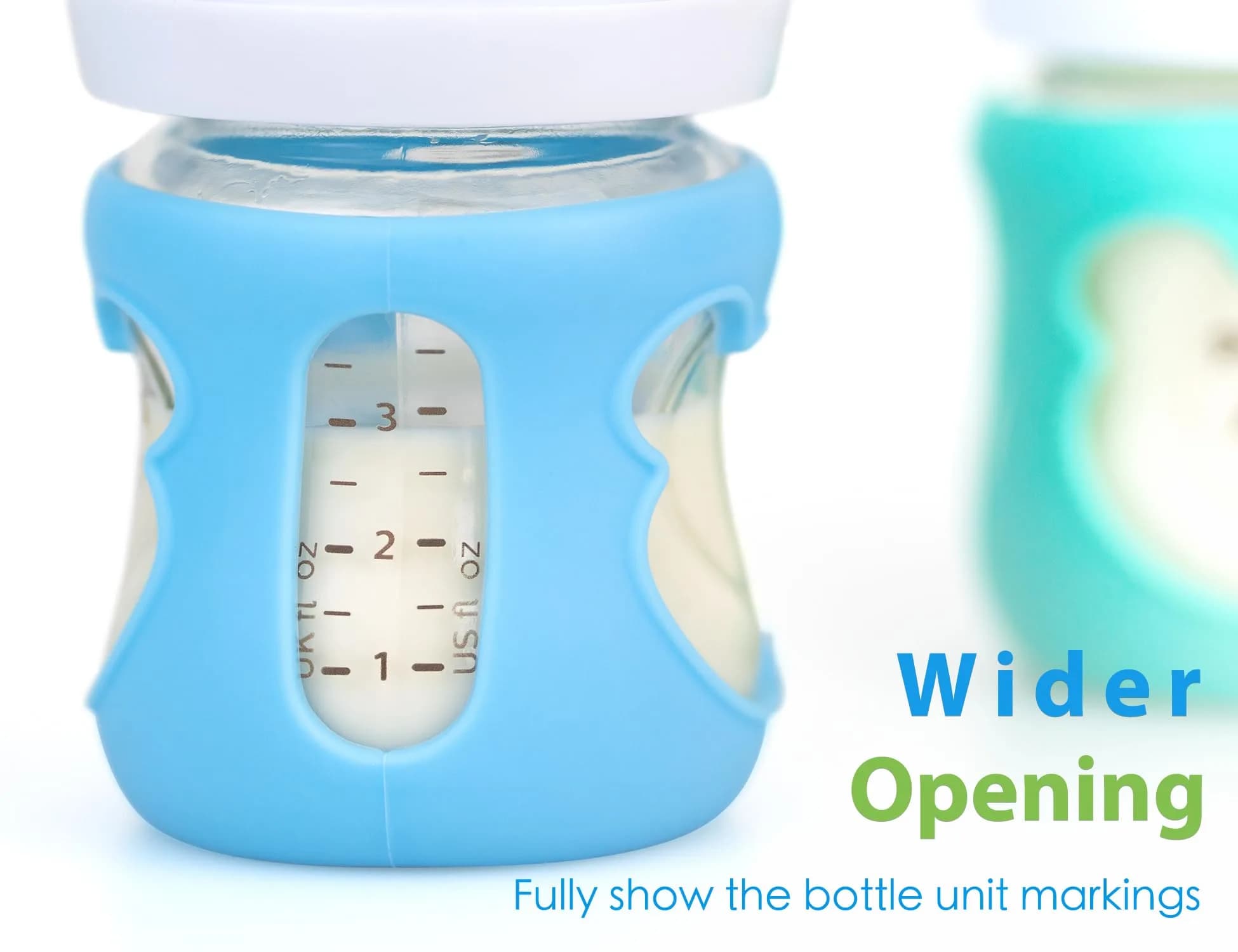 Aelop Natural Baby Bottle Sleeves for Philips Avent 4oz Glass Bottles | Pack of 2 (Blue/Turquoise) with Cute Bear Design - view 3