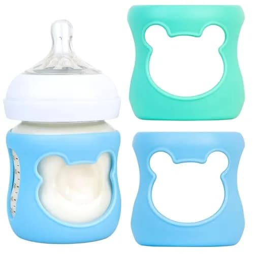 Aelop Natural 8oz Baby Bottle Sleeves (2-Pack, Pink & Purple) | Protects Philips Avent Glass Bottles — Blue/Turquoise