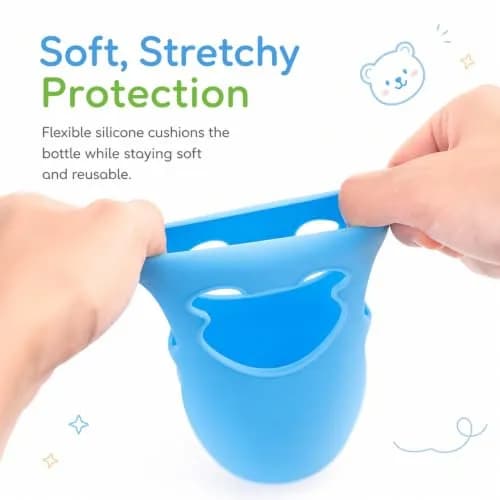 Aelop Silicone Baby Bottle Sleeves for Philips Avent Natural Glass Bottles 8oz (2-Pack, Blue & Turquoise) | Protects Against Drops thumbnail 7
