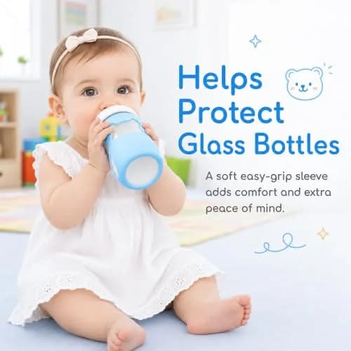 Aelop Silicone Baby Bottle Sleeves for Philips Avent Natural Glass Bottles 8oz (2-Pack, Blue & Turquoise) | Protects Against Drops thumbnail 3