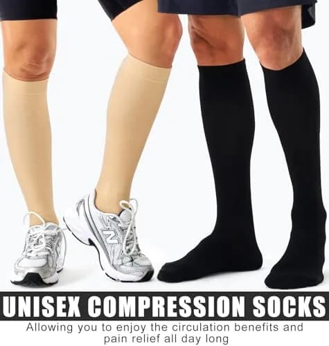 BLUEENJOY Compression Socks for Women & Men (3 Pairs, Large-X-Large) | Graduated 15-20 mmHg Support for Circulation & Recovery thumbnail 2
