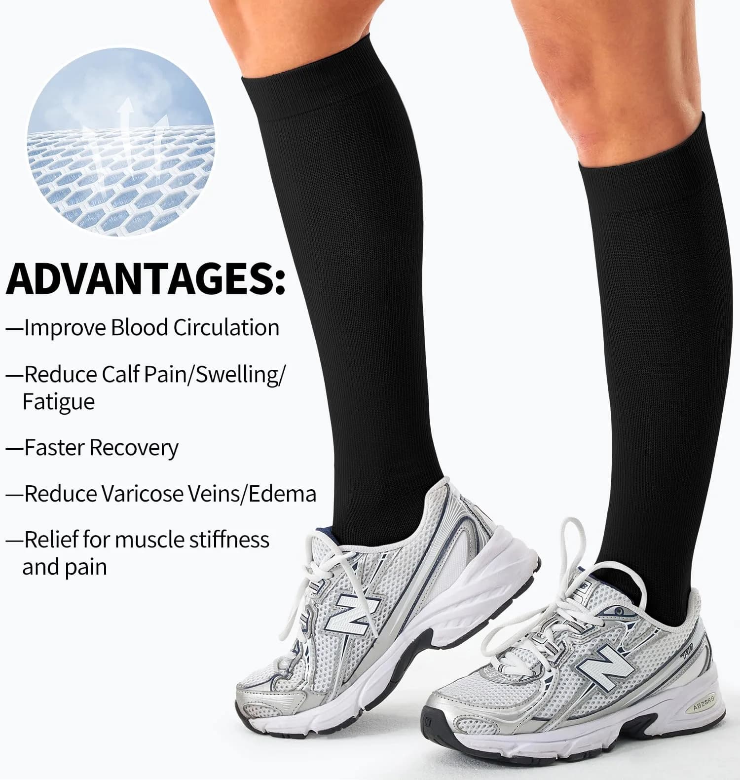 BLUEENJOY Compression Socks for Women & Men (3 Pairs) | Support for Running, Recovery & Flight (100-120 chars) thumbnail 6