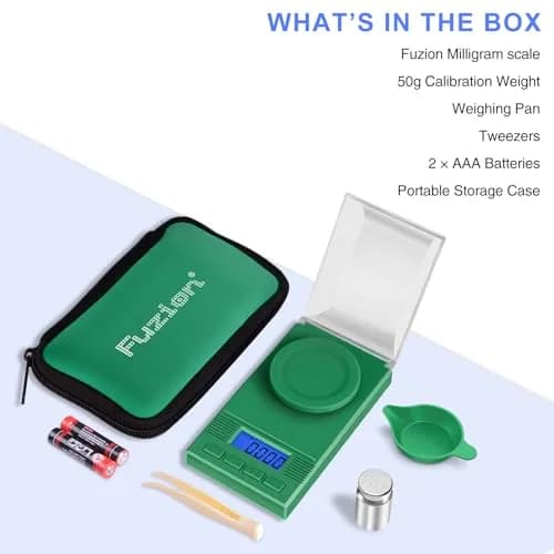 Fuzion Digital Milligram Scale 50g (0.001g) | Green 6-in-1 Kit with Calibration Weight & Carry Bag thumbnail 7