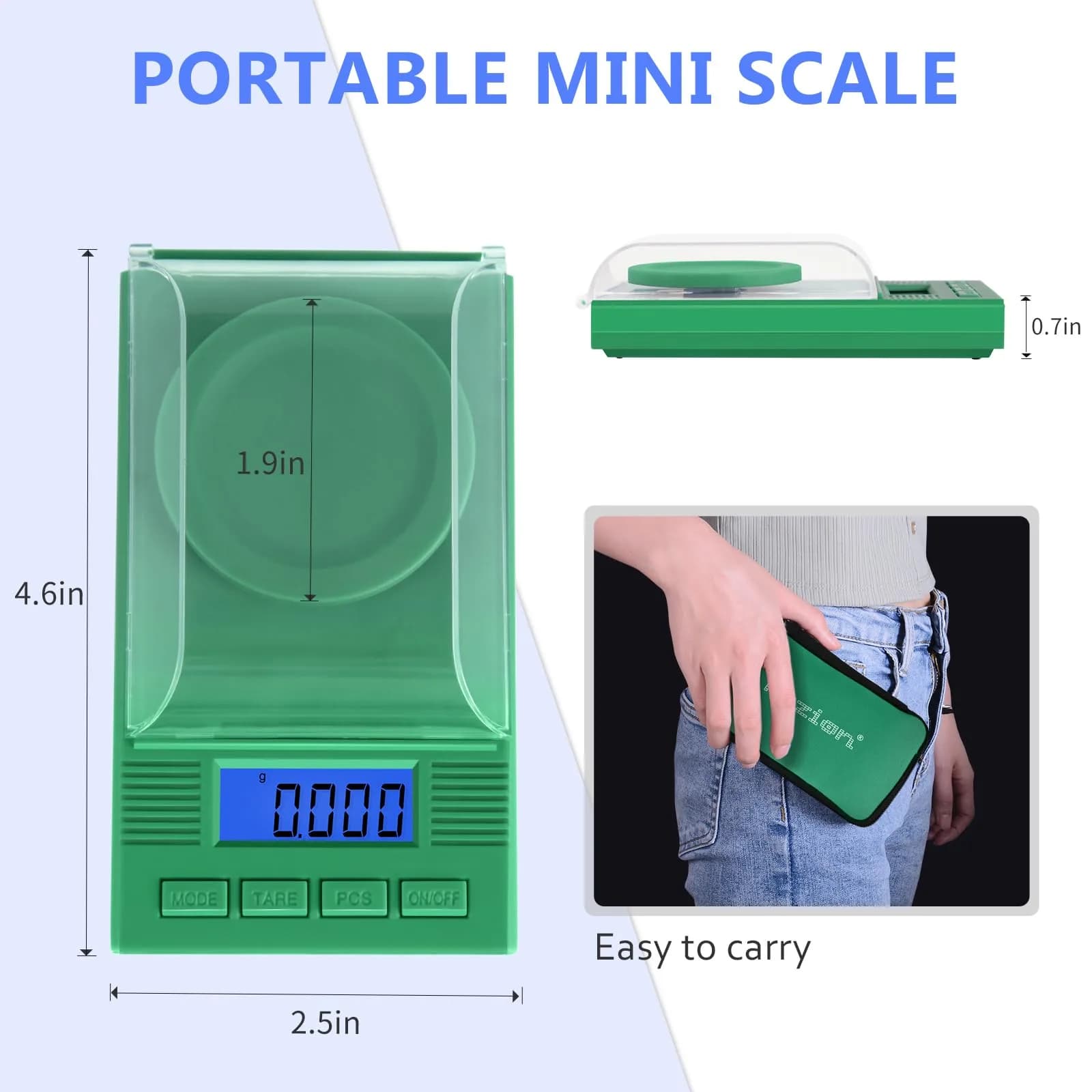 Fuzion Digital Milligram Scale 50g (0.001g) | Green 6-in-1 Kit with Calibration Weight & Carry Bag - view 3