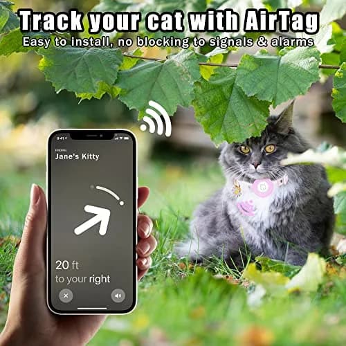 JXFUKAL Airtag Cat Collar with Breakaway Buckle, Silicone AirTag Holder, Bell & Flower Charm for Cats & Small Dogs (Purple, 7.1"-11.8") thumbnail 4