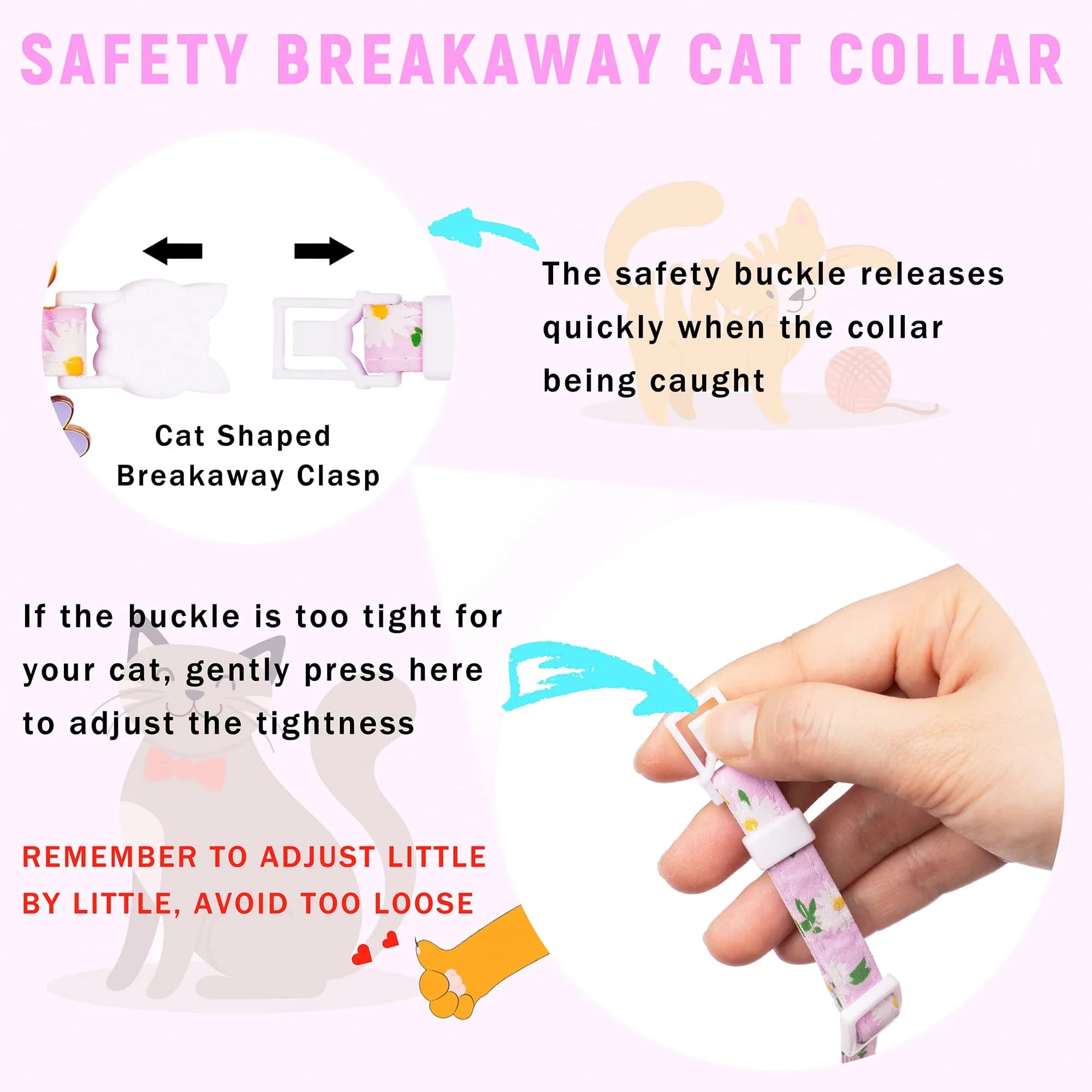 JXFUKAL Airtag Cat Collar with Breakaway Buckle, Silicone AirTag Holder, Bell & Flower Charm for Cats & Small Dogs (Purple, 7.1"-11.8") - view 5