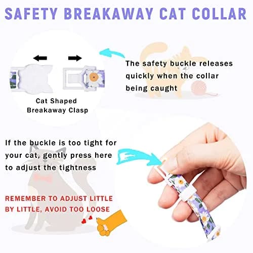 JXFUKAL Airtag Cat Collar with Breakaway Buckle, Silicone AirTag Holder, Bell & Flower Charm for Cats & Small Dogs (Blue, 7.1"-11.8") thumbnail 5