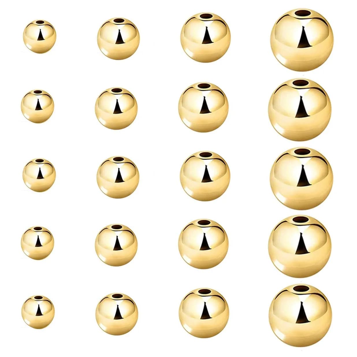 WOCRAFT Gold Beads 200 pcs | Tarnish-Resistant Brass Spacer Beads for DIY Jewelry (3/4/5/6MM-Gold)