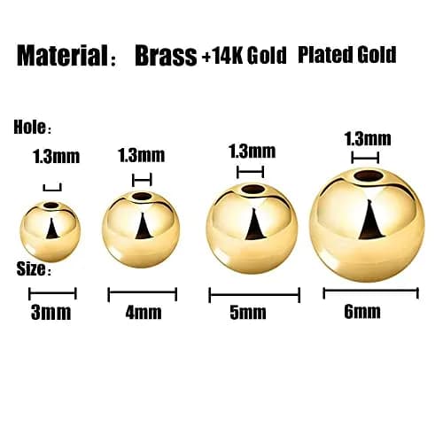 WOCRAFT Gold Beads 200 pcs | Tarnish-Resistant Brass Spacer Beads for DIY Jewelry (3/4/5/6MM-Gold) thumbnail 2