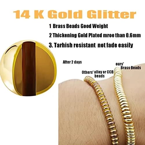 WOCRAFT Gold Beads 200 pcs | Tarnish-Resistant Brass Spacer Beads for DIY Jewelry (3/4/5/6MM-Gold) thumbnail 3