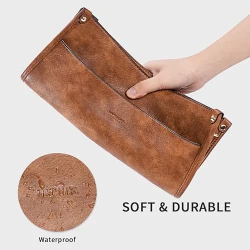 HKCLUF Vegan Leather Hobo Handbag With 2PCS Guitar Strap - Brown, 30.5cm (11.81in) thumbnail 6