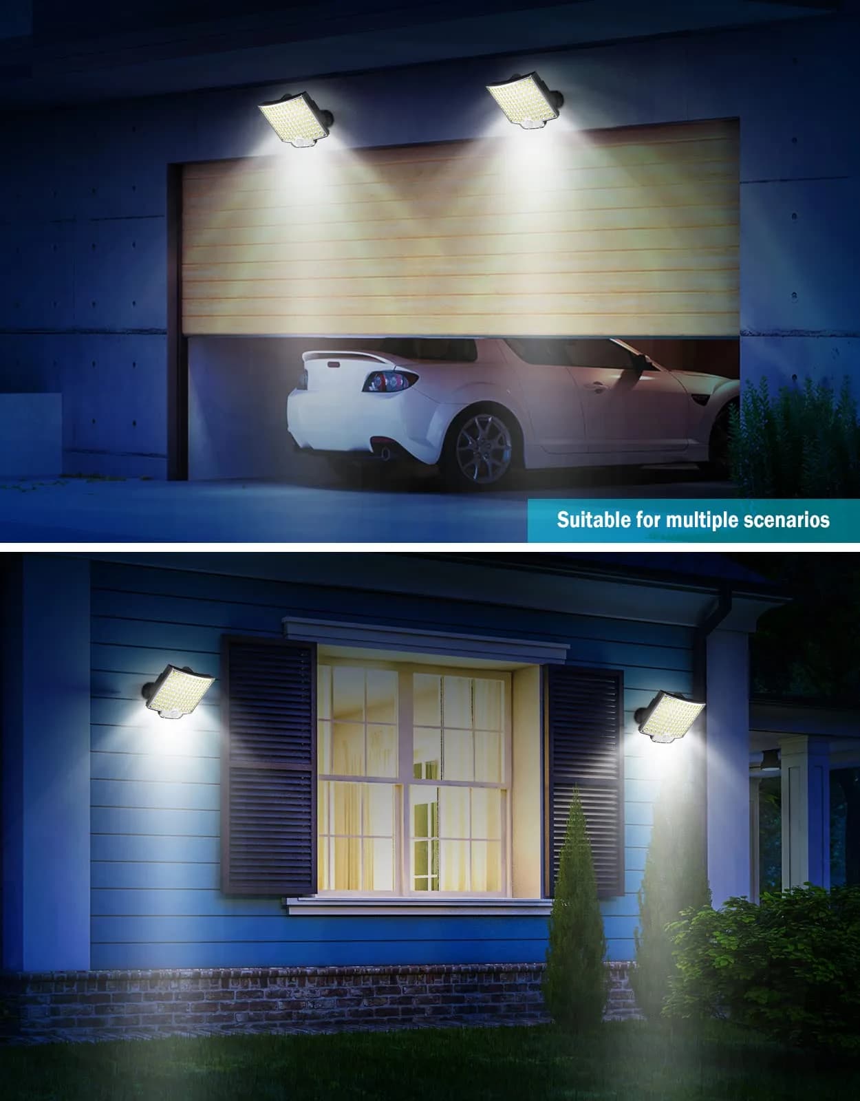 MPJ Solar Wall Light Outdoor with Motion Sensor, 106 LED, 16.5 ft Cable, 2 Pack | Split Panel Design for Brighter Nights - view 7