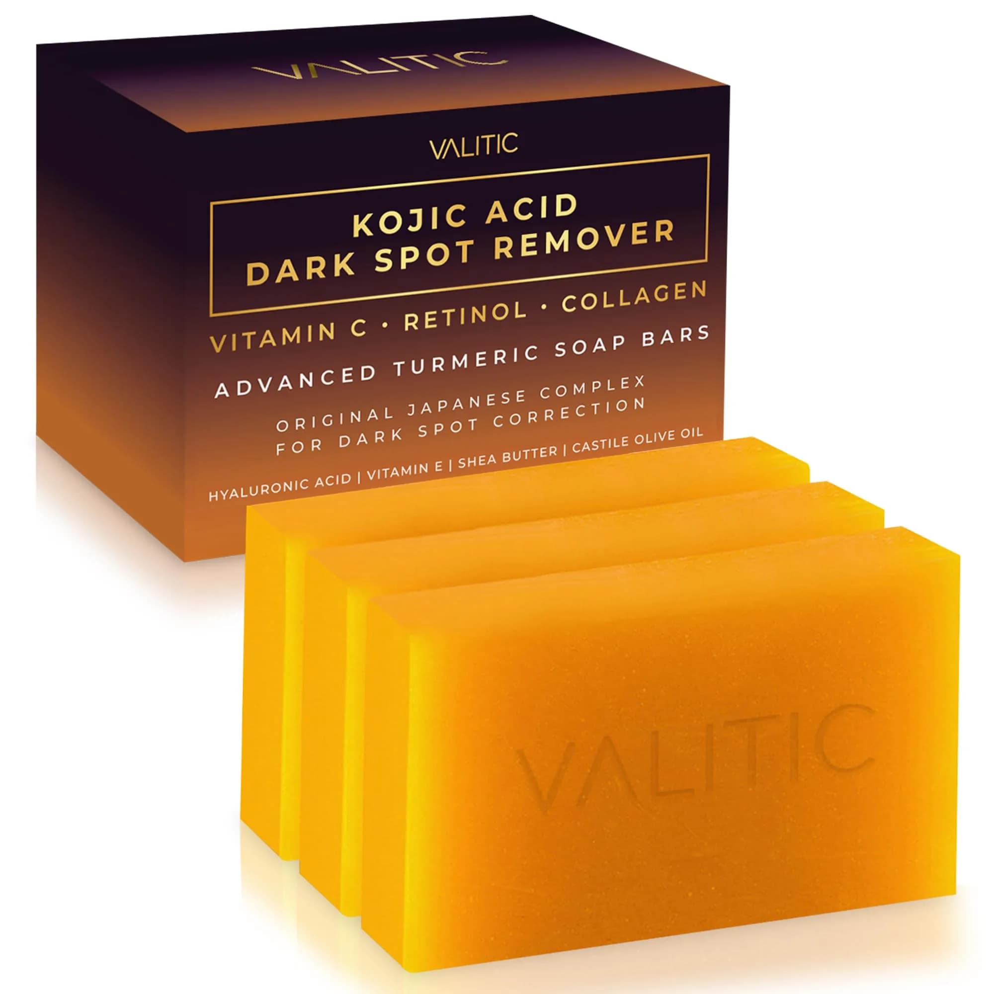 VALITIC Kojic Acid Dark Spot Remover Soap Bars 3 Pack | Japanese Complex for Even Tone & Healthy Glow - main product image