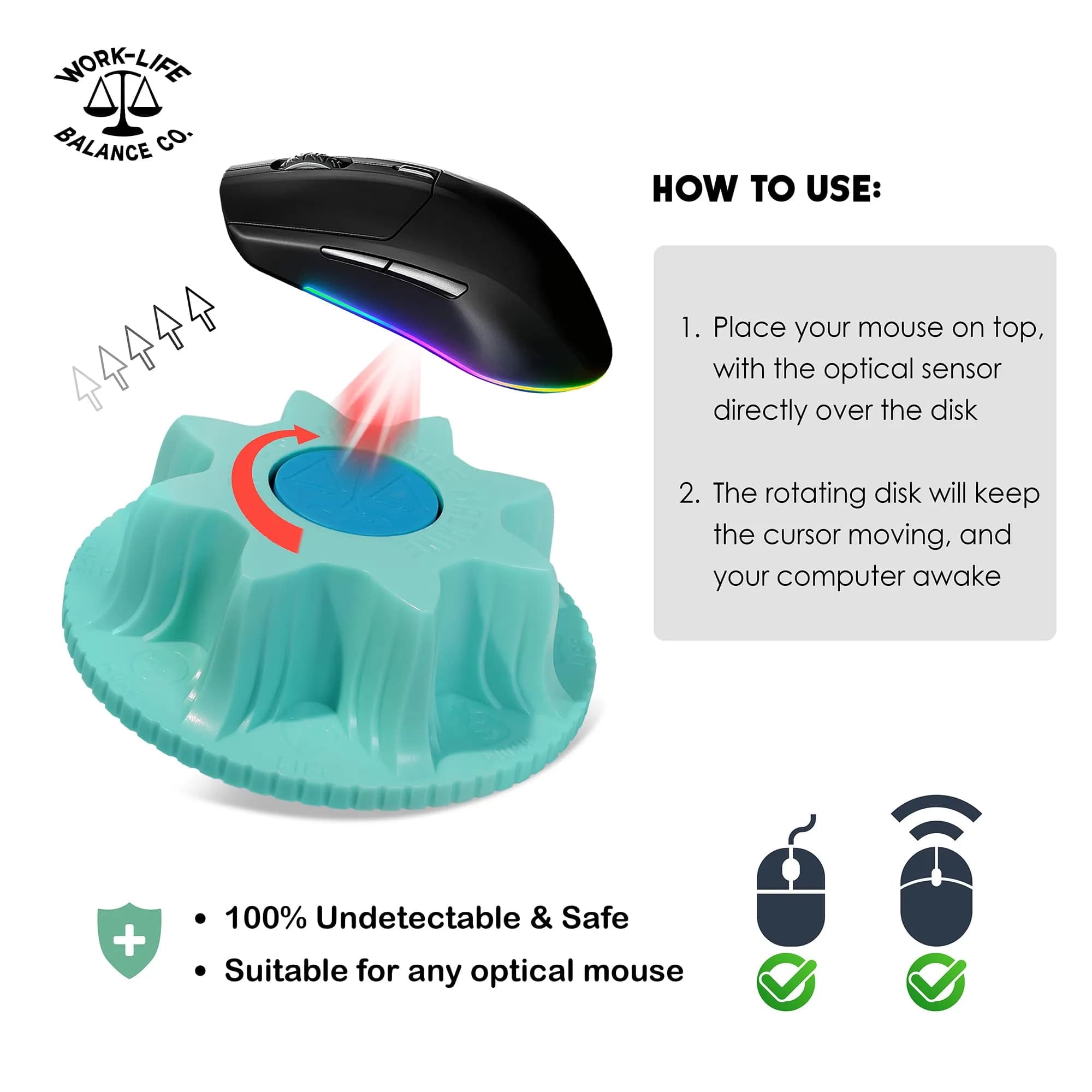 Work-Life Balance Corporation Mechanical Mouse Jiggler | Keeps PC Awake - view 9