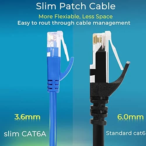 Rapink Cat6a 2ft (0.61m) Ethernet Patch Cables (10 Pack) | 10Gbps Speed, Slim & Flexible thumbnail 4