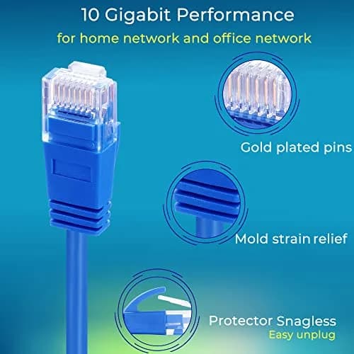 Rapink Cat6a Ethernet Patch Cable 1ft (10 Pack) Slim & Flexible | 10Gbps 550MHz Snagless RJ45 Network Cable thumbnail 2