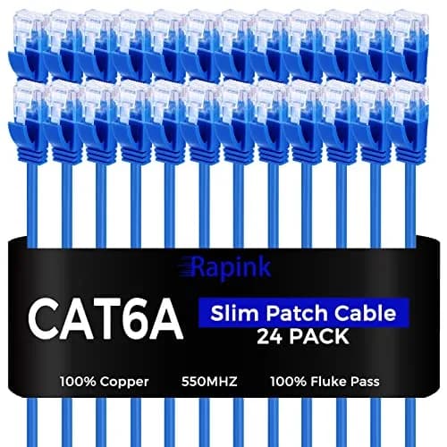 Rapink Cat6a Ethernet Patch Cable 1ft | Slim, 10G Support, Snagless, Gold Plated thumbnail 1
