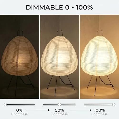 Nogy Akari Rice Paper Lamp • Dimmable Japanese Paper Lantern Light • 28cm (11") x 40cm (18") thumbnail 5