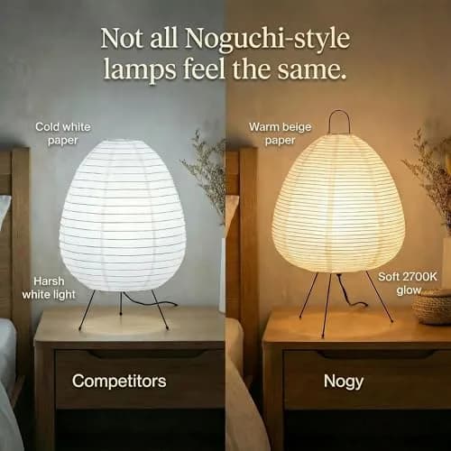 Nogy Akari Rice Paper Lamp • Dimmable Japanese Paper Lantern Light • 28cm (11") x 40cm (18") thumbnail 2
