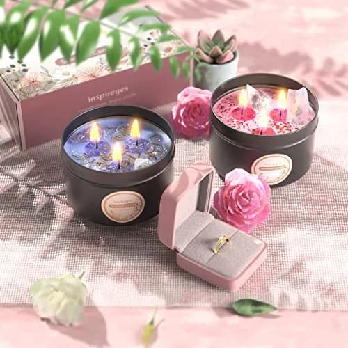 Inspireyes Crystal Soy Candles Set, 3 Wick 19 oz Soy Wax Scented Candle for Meditation thumbnail 5