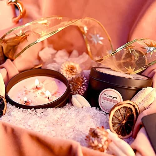 Inspireyes Crystal Soy Candles Set, 3 Wick 19 oz Soy Wax Scented Candle for Meditation thumbnail 2