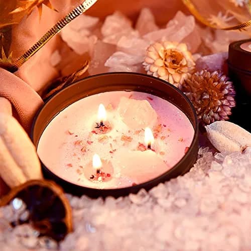Inspireyes Crystal Soy Candles Set, 3 Wick 19 oz Soy Wax Scented Candle for Meditation thumbnail 3