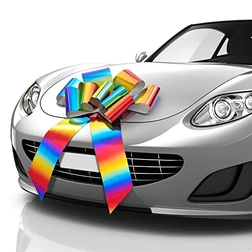Zoe Deco Giant Car Bow 23 Inch (58.42 cm) Rainbow | Birthday, Wedding, Appliance Decor thumbnail 1