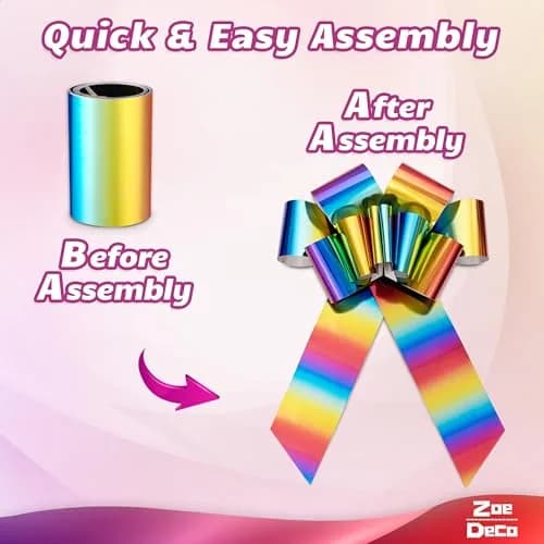Zoe Deco Giant Car Bow 23 Inch (58.42 cm) Rainbow | Birthday, Wedding, Appliance Decor thumbnail 5
