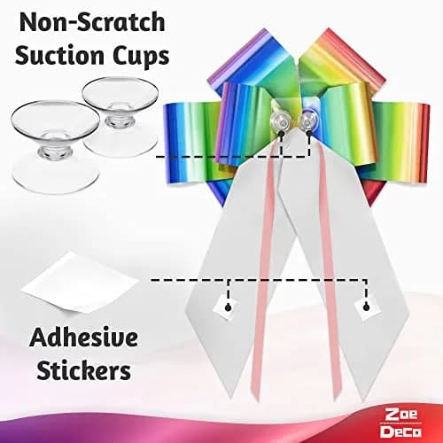 Zoe Deco Giant Car Bow 23 Inch (58.42 cm) Rainbow | Birthday, Wedding, Appliance Decor thumbnail 3