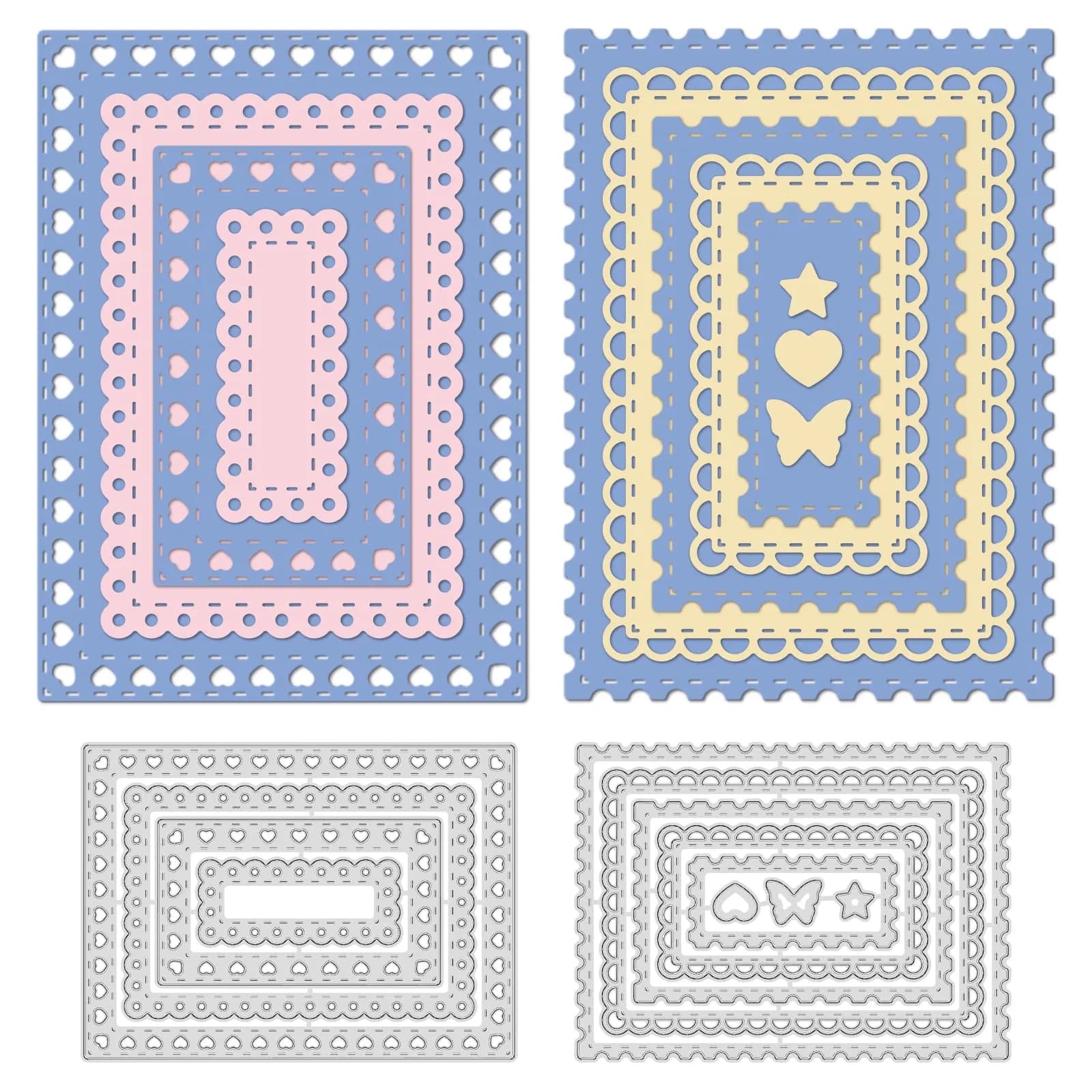 INFUNLY Rectangle Frame Cutting Dies Set 12Pcs | Layered Stencils for Card Making & Scrapbooking — Rectangle Frame