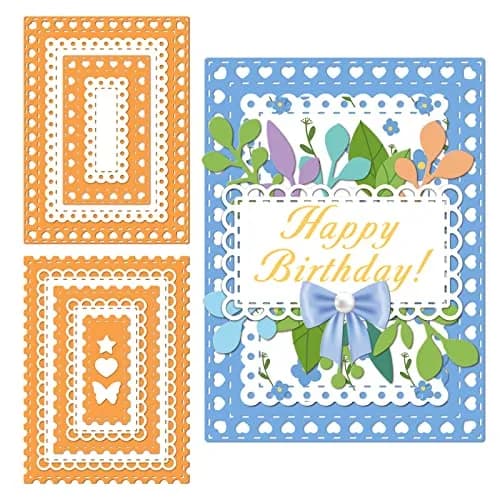 INFUNLY Rectangle Frame Cutting Dies Set 12Pcs | Layered Stencils for Card Making & Scrapbooking thumbnail 8