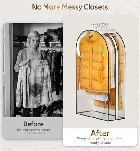 MISSLO Clear Gusseted Garment Bags 40" (101.6 cm) x 22" (55.88 cm) x 10" (25.4 cm) — 3 Pack | Protects Clothes from Dust & Wrinkles thumbnail 4