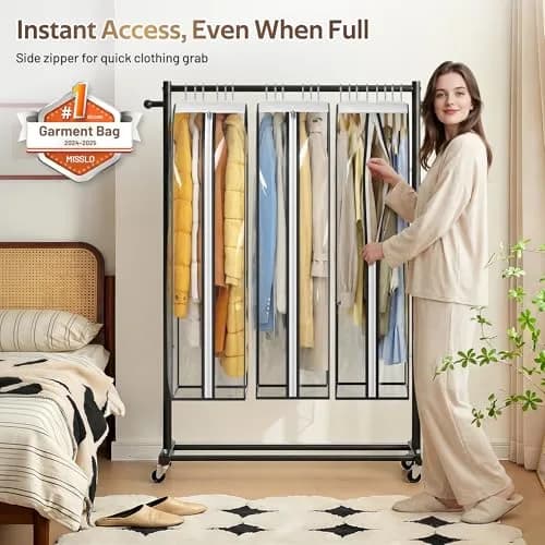 MISSLO Clear Gusseted Garment Bags 40" (101.6 cm) x 22" (55.88 cm) x 10" (25.4 cm) — 3 Pack | Protects Clothes from Dust & Wrinkles thumbnail 3