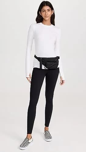 SPLITS59 Louise Rib Long Sleeve Tee, XS | Ultra-soft Modal Rib, Crew Neck, White, XS thumbnail 5