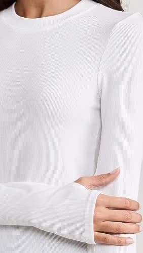 SPLITS59 Louise Rib Long Sleeve Tee, XS | Ultra-soft Modal Rib, Crew Neck, White, XS thumbnail 6