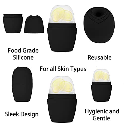 Evmliy Silicone Ice Roller Facial Massager 1Pack (Black) | Rejuvenates Skin, Reduces Puffiness thumbnail 4