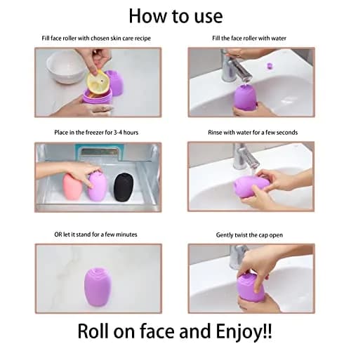 Evmliy Silicone Ice Roller Facial Massager 1Pack (Black) | Rejuvenates Skin, Reduces Puffiness thumbnail 3