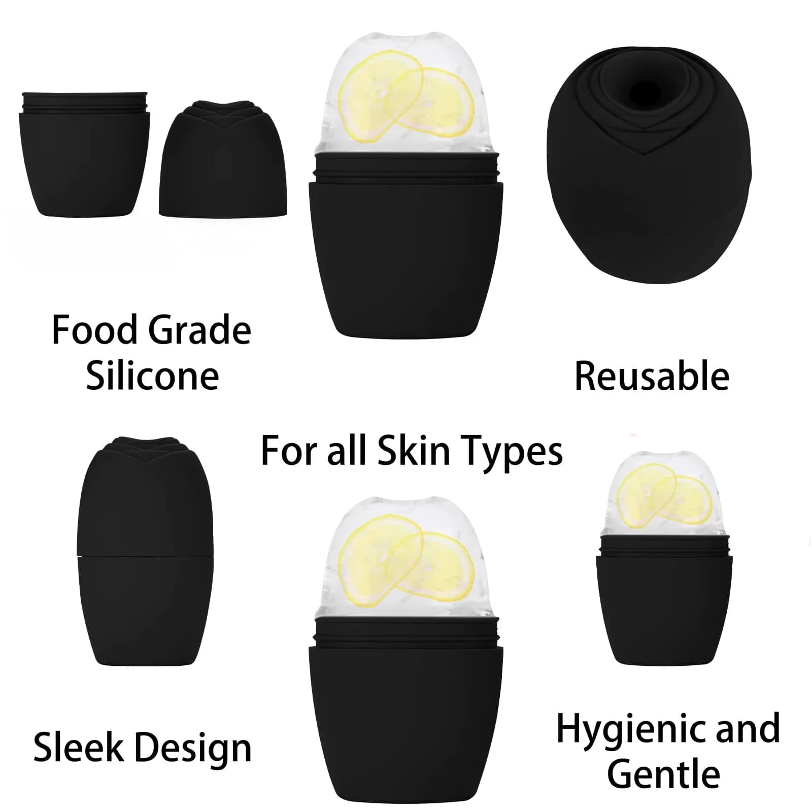 Evmliy Silicone Ice Roller Facial Massager 1Pack (Black) | Rejuvenates Skin, Reduces Puffiness - view 4