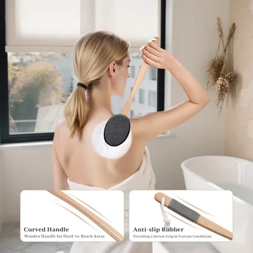 AmazerBath Lotion Applicator for Back & Feet 4 Replacement Pads | 41 cm (16.18") Curved Handle thumbnail 5