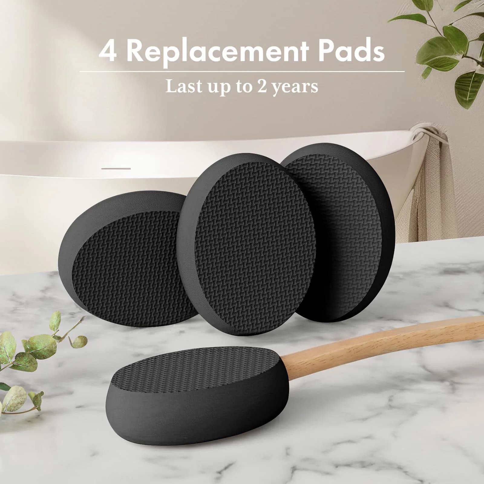 AmazerBath Lotion Applicator for Back & Feet 4 Replacement Pads | 41 cm (16.18") Curved Handle - view 6