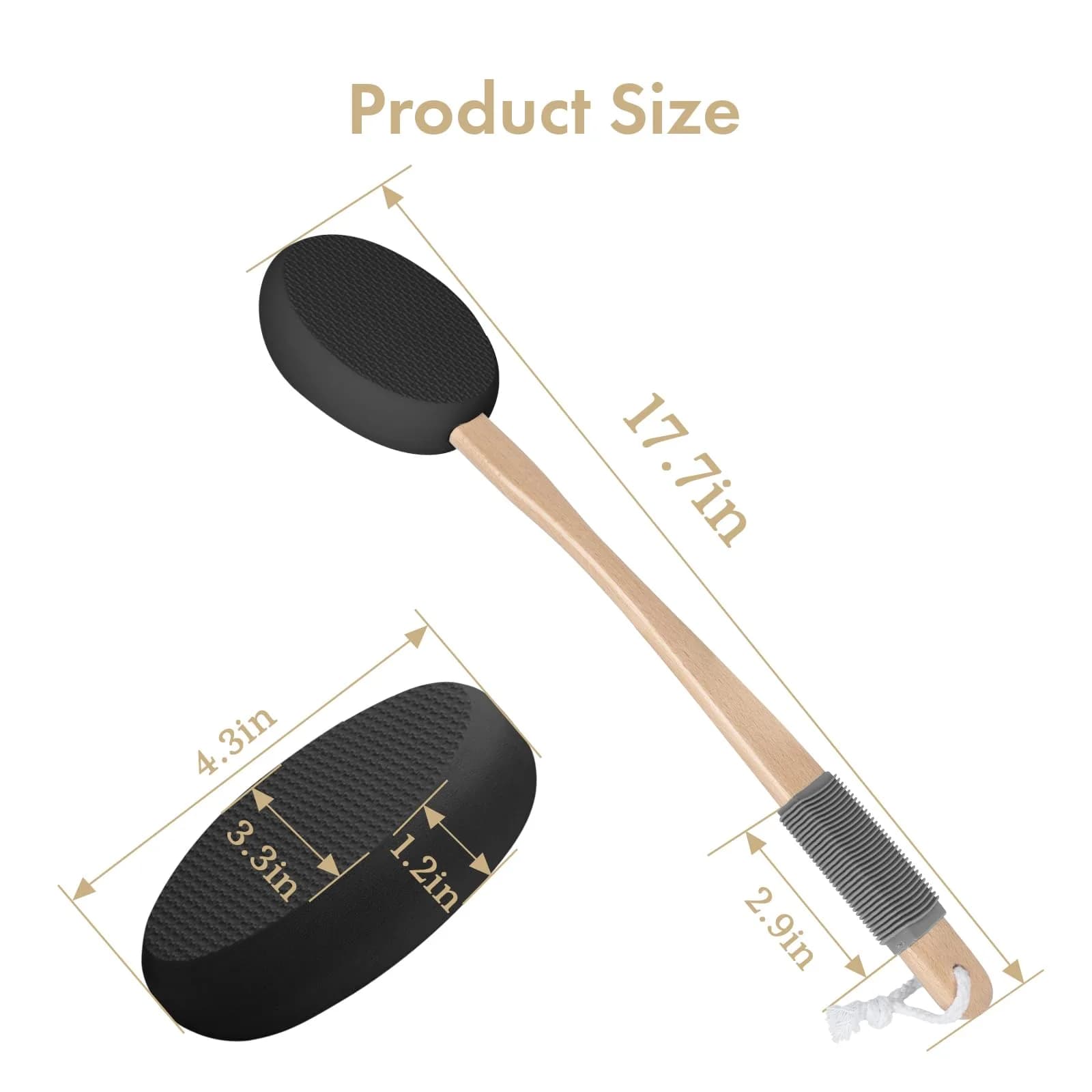 AmazerBath Lotion Applicator for Back & Feet 4 Replacement Pads | 41 cm (16.18") Curved Handle - view 2