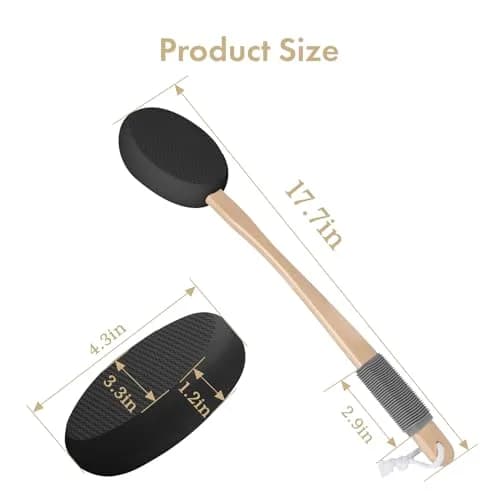 AmazerBath Lotion Applicator for Back & Feet 4 Replacement Pads | 41 cm (16.18") Curved Handle thumbnail 2
