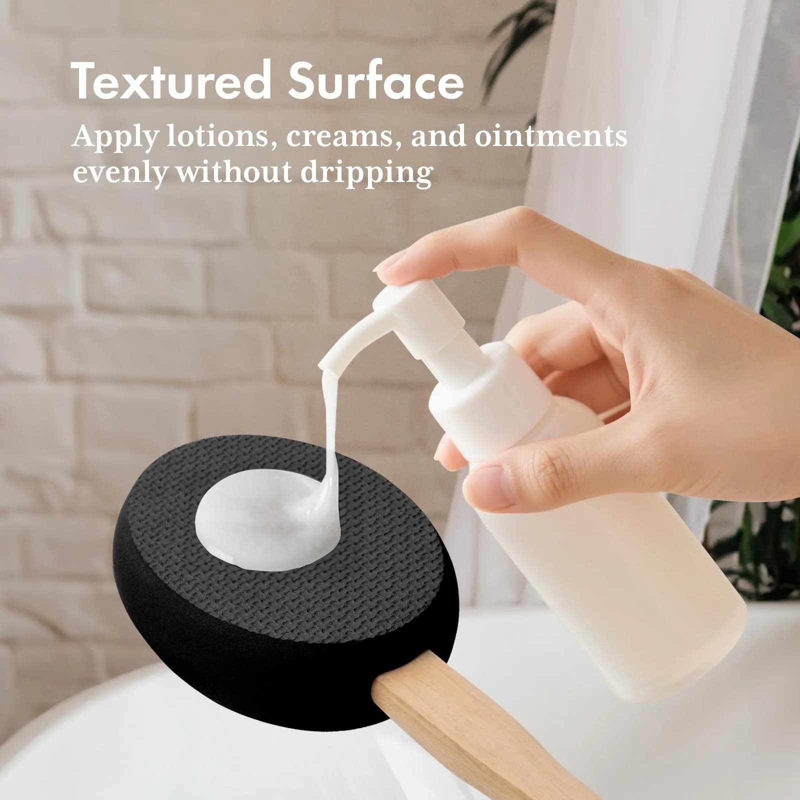AmazerBath Lotion Applicator for Back & Feet 4 Replacement Pads | 41 cm (16.18") Curved Handle - view 3