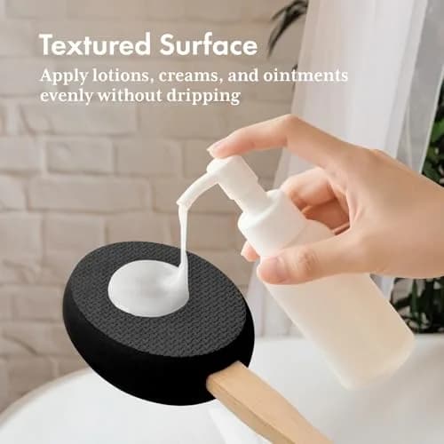 AmazerBath Lotion Applicator for Back & Feet 4 Replacement Pads | 41 cm (16.18") Curved Handle thumbnail 3