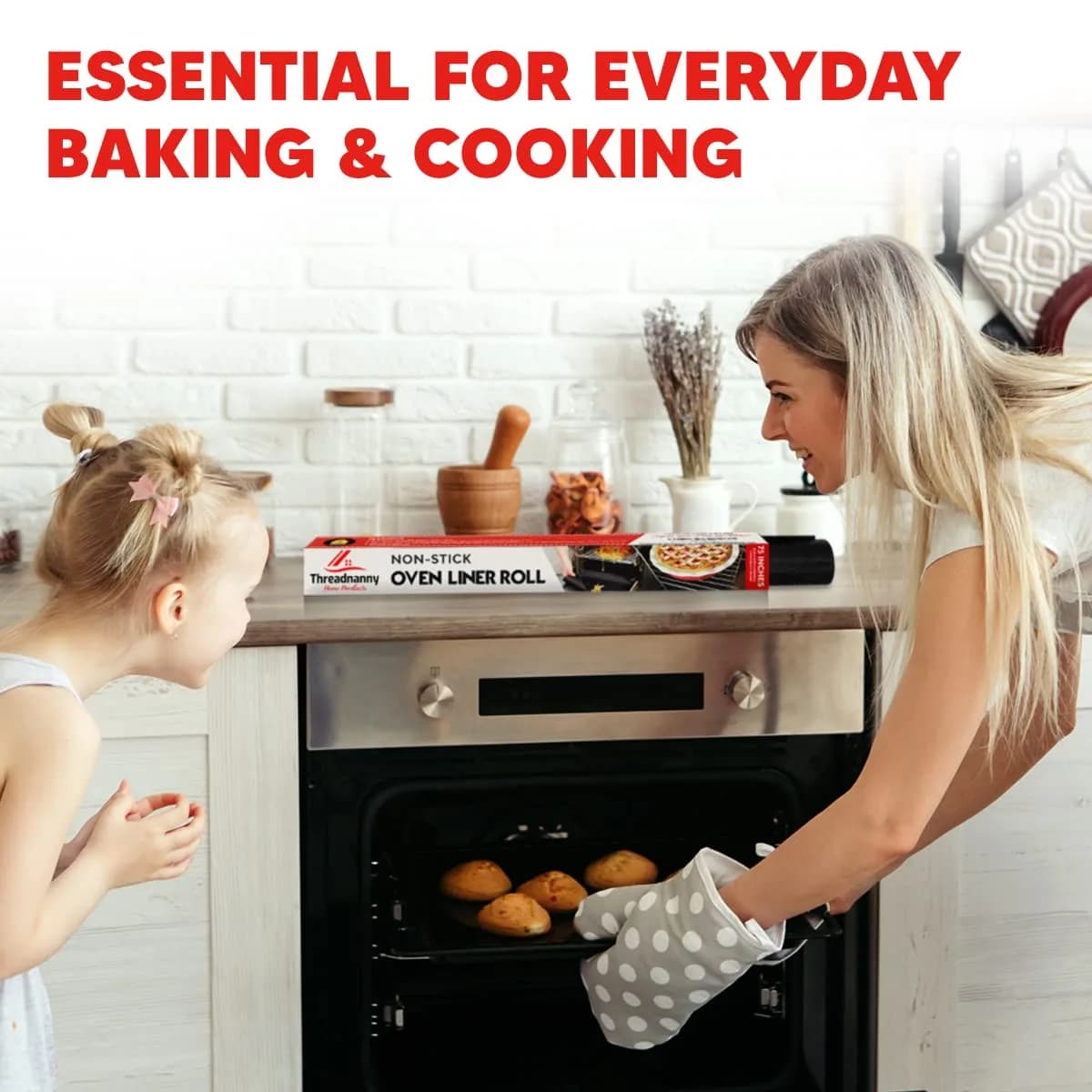 ThreadNanny Black Teflon Oven & Grill Liner Roll (17" x 75") | Custom Cut to Size, BPA & PFOA Free - view 8