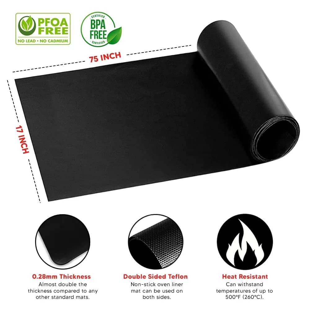 ThreadNanny Black Teflon Oven & Grill Liner Roll (17" x 75") | Custom Cut to Size, BPA & PFOA Free - view 3