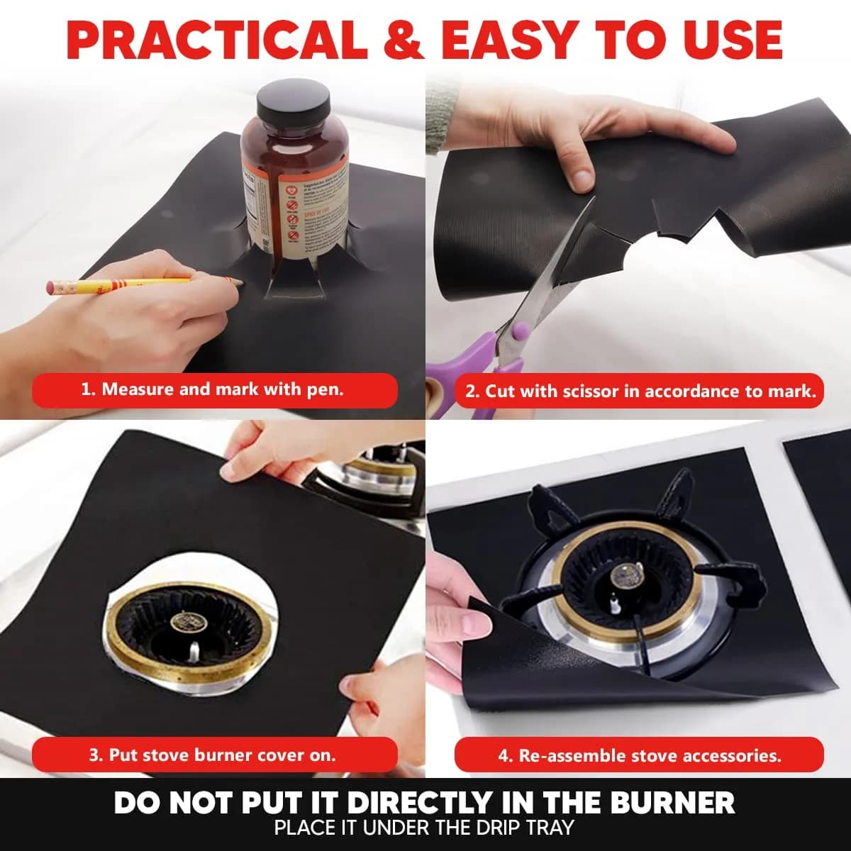 ThreadNanny Black Teflon Oven & Grill Liner Roll (17" x 75") | Custom Cut to Size, BPA & PFOA Free - view 4